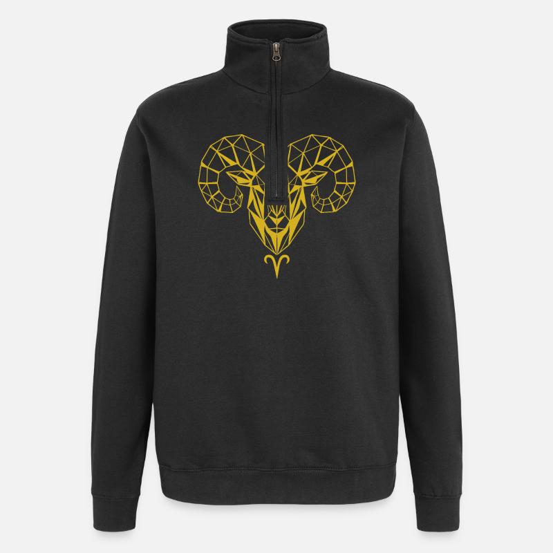 Geometric Goldram Skull - Quarter-Zip Sweatshirt - black
