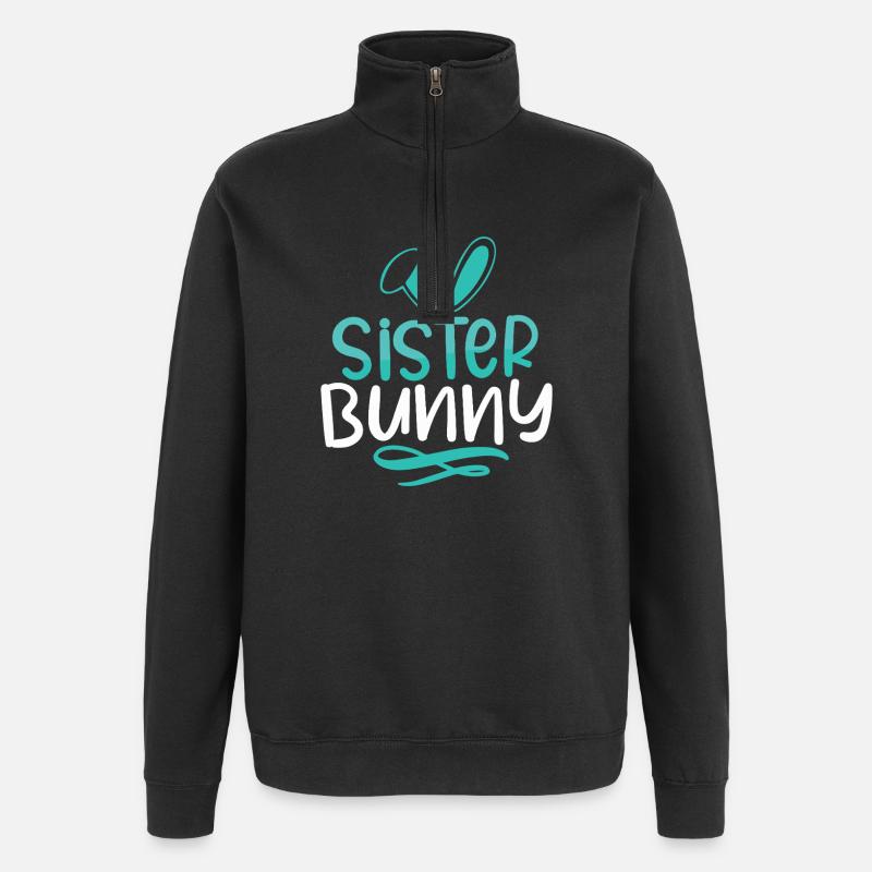 Sister Bunny Whimsy Logo - Quarter-Zip Sweatshirt - black