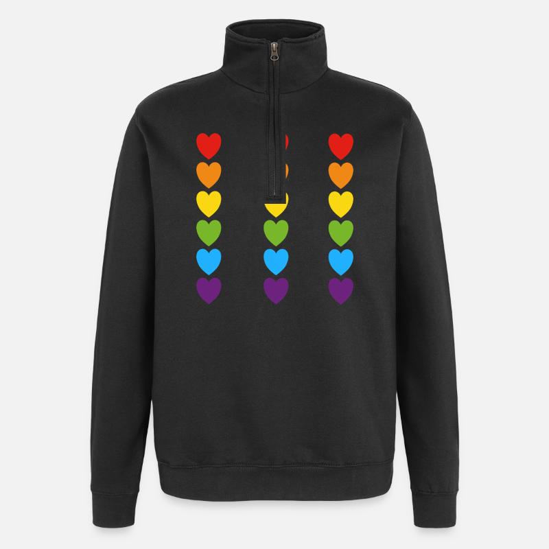 Pride Rainbow Hearts - Quarter-Zip Sweatshirt - black
