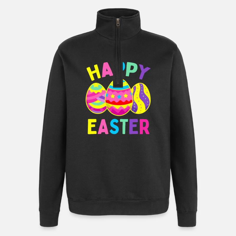 Vivid Easter Eggs Parade - Quarter-Zip Sweatshirt - black
