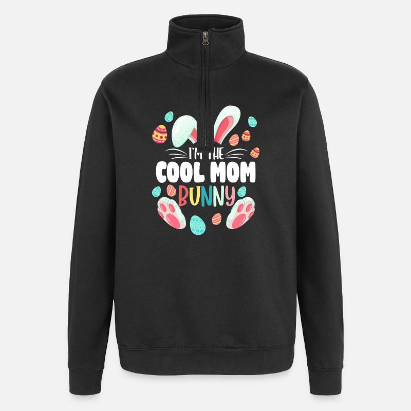 Cooles Mama-Hase-Oster-Tee - Quarter-Zip-Sweatshirt - Schwarz