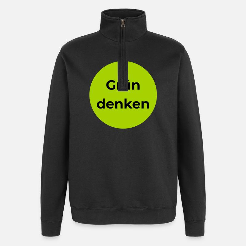 Green Thinking Typo Circle - Quarter-Zip Sweatshirt - black