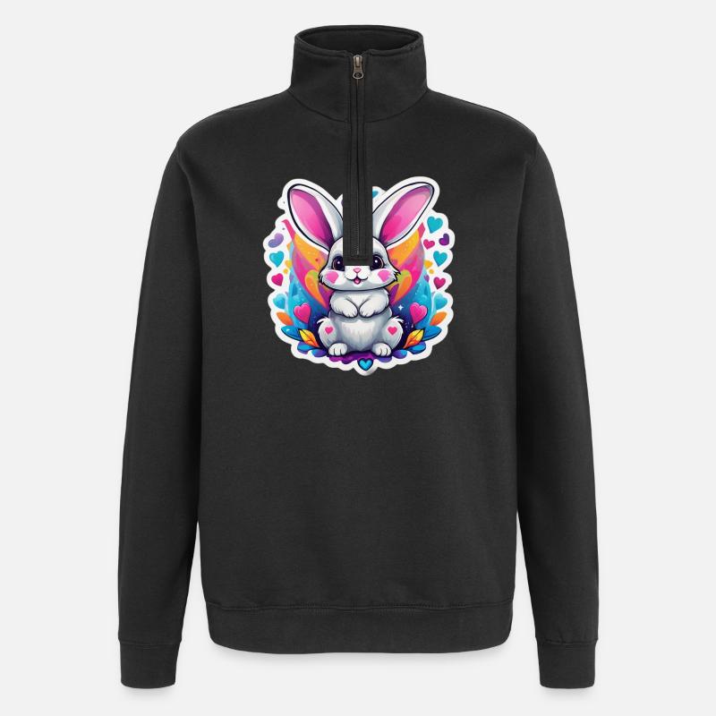 Bezaubernder Regenbogenhase - Quarter-Zip-Sweatshirt - Schwarz