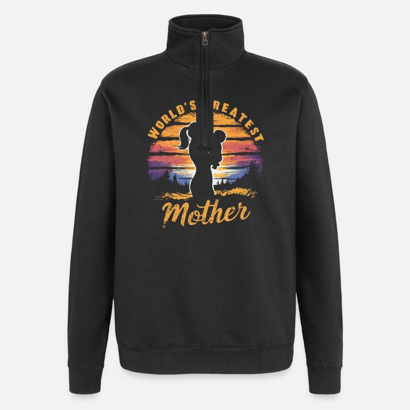 La plus grande mère du monde - Sweat à zip 1/4 - noir