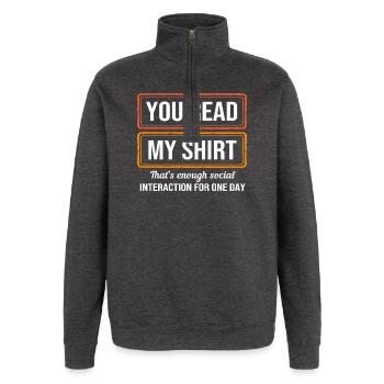 Anxiety ängstlich Angsthase Introvertiert - Quarter-Zip-Sweatshirt - Anthrazit - Vorne - AI Model Female 172 light (172cm) & AI Model Male 178 dark (178cm)