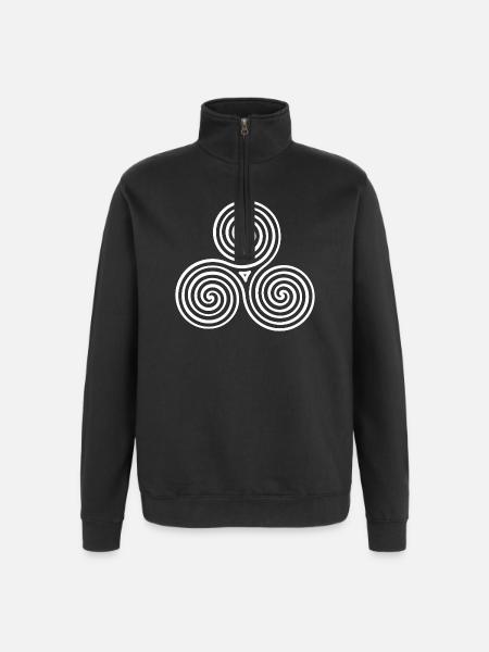Triskele Spiral-Trio - Quarter-Zip-Sweatshirt - Schwarz