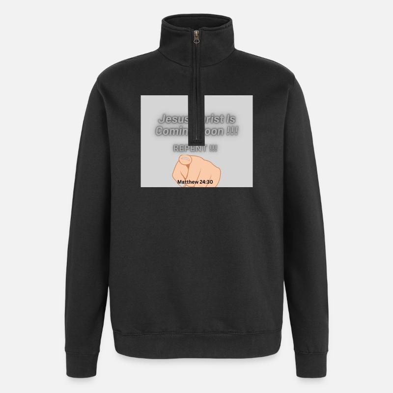 Jesus Christus kommt bald !! - Quarter-Zip-Sweatshirt - Schwarz