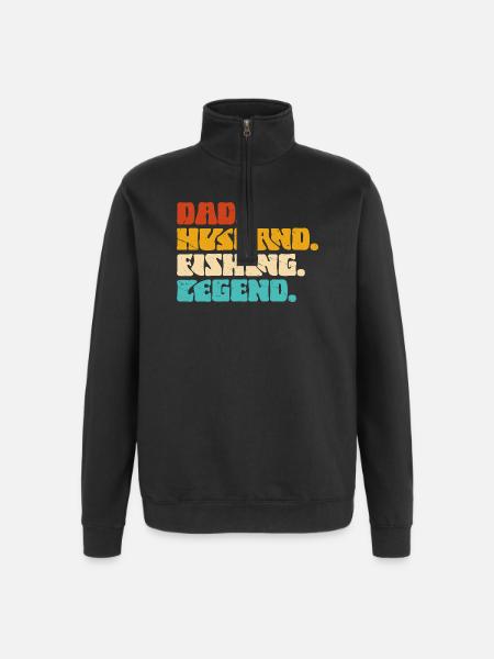 Papa Ehemann Angler Legende - Quarter-Zip-Sweatshirt - Schwarz