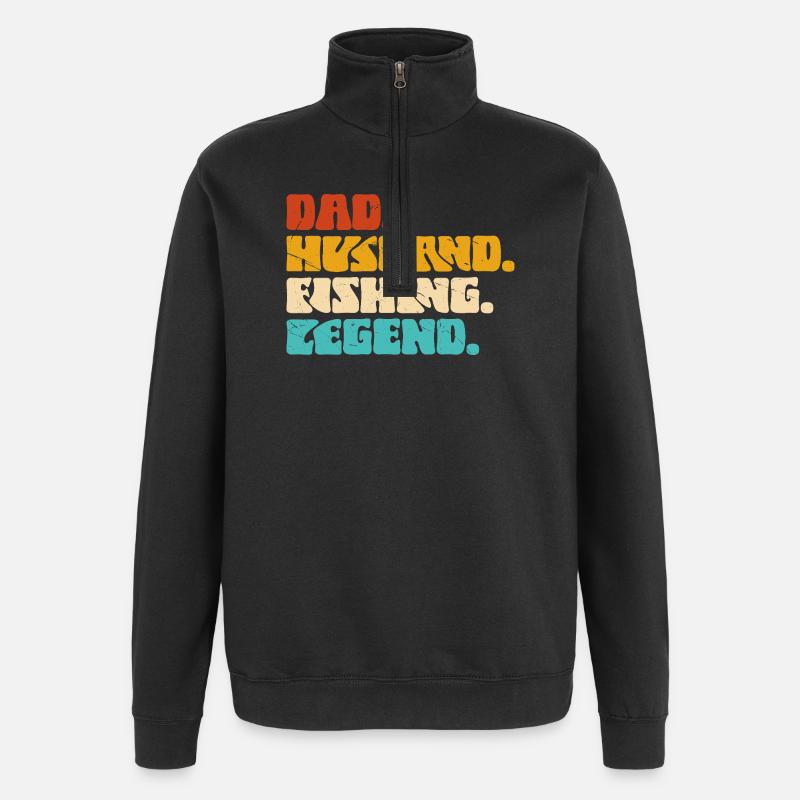 Père, mari, pêcheur, légende - Sweat à zip 1/4 - noir