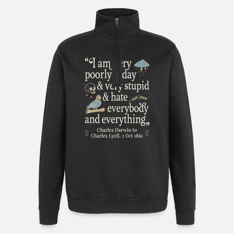 Charles Darwin Lustiges Zitat - Sweat à zip 1/4 - noir