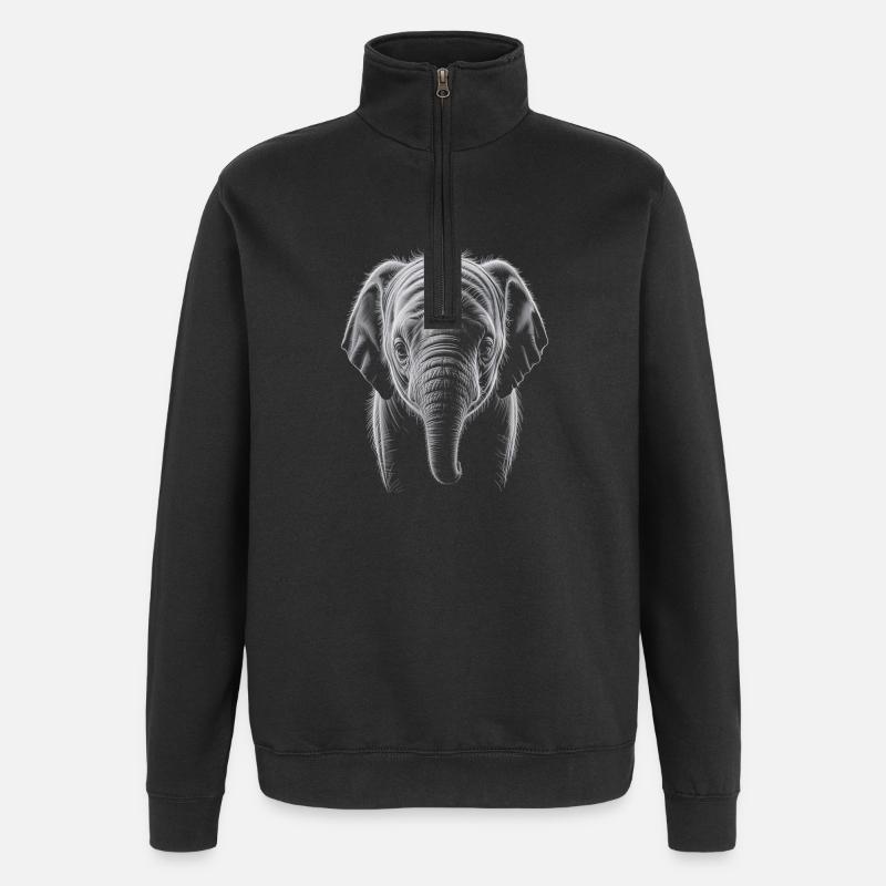Elefantenkopf - Quarter-Zip-Sweatshirt - Schwarz