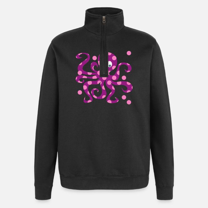 Nursery rose Octopus Dots Squid - Sweat à zip 1/4 - noir