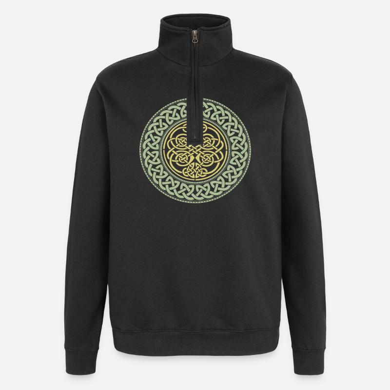 Celtic Mandala Knot Gold Ring - Quarter-Zip Sweatshirt - black
