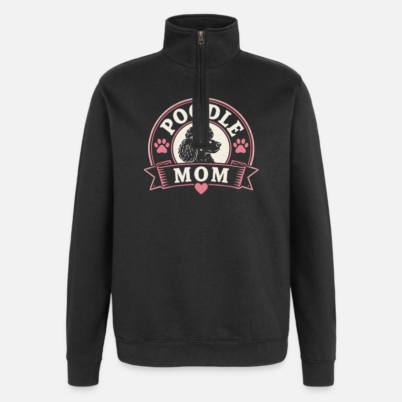 Pudel-Mama Logo Print - Quarter-Zip-Sweatshirt - Schwarz