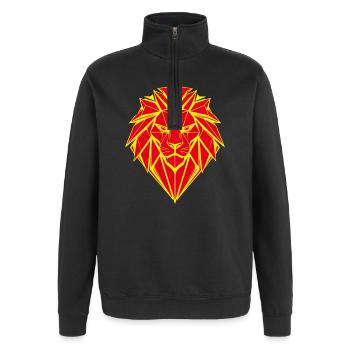Geometric lion head in red and yellow - Quarter-Zip Sweatshirt - black - Front - AI Model Female 172 light (172cm) & AI Model Male 178 dark (178cm)