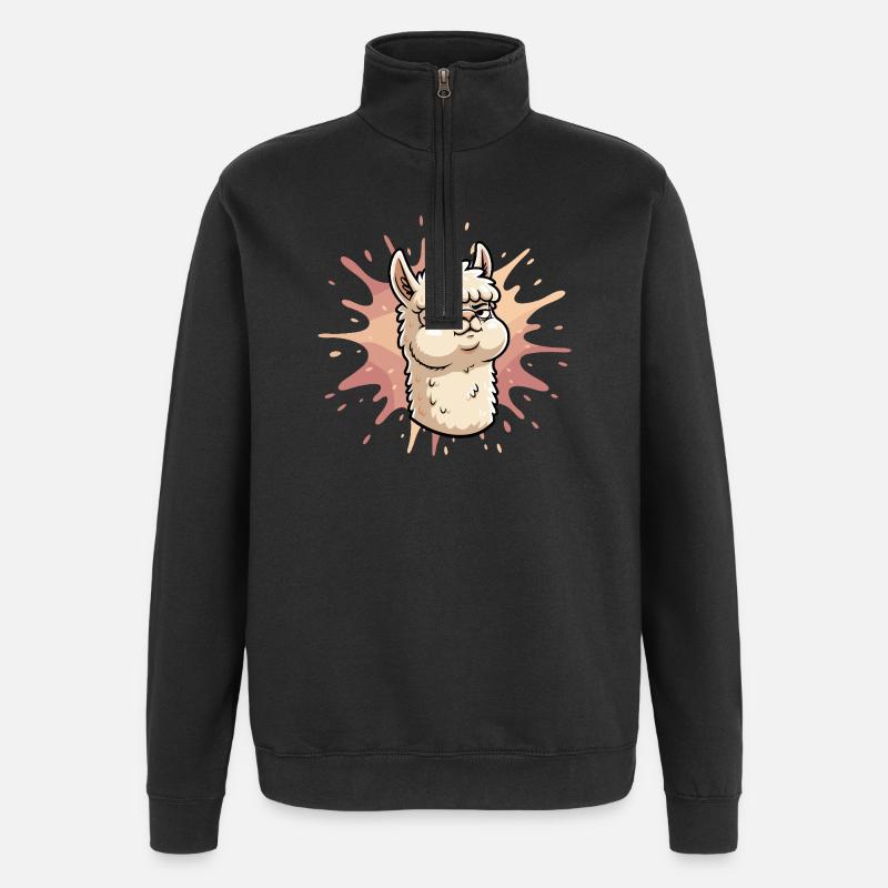 Éclaboussure de lama confiante - Sweat à zip 1/4 - noir
