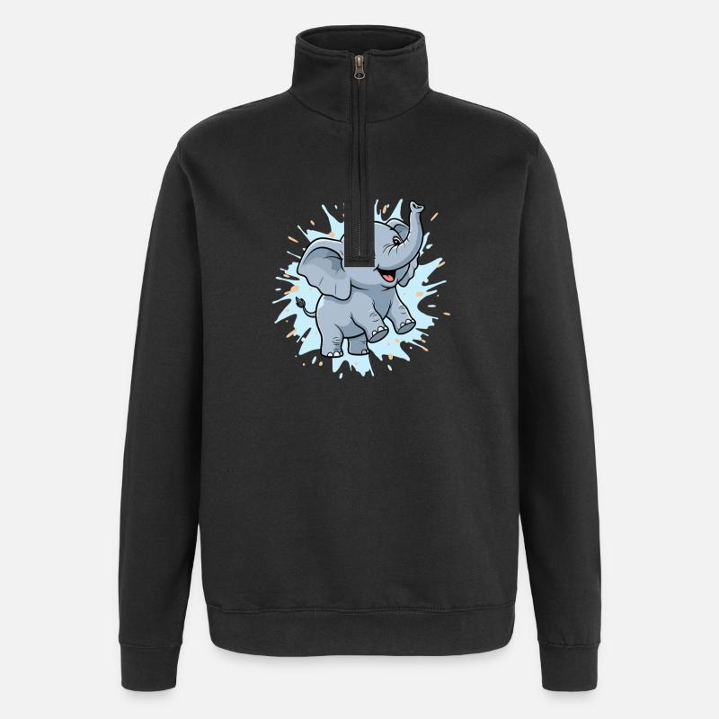Cute elephant with paint splash - Quarter-Zip Sweatshirt - black