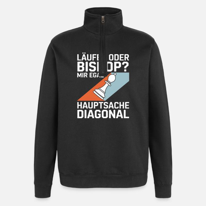 Läufer oder Bishop? Diagonal-Humor - Quarter-Zip-Sweatshirt - Schwarz