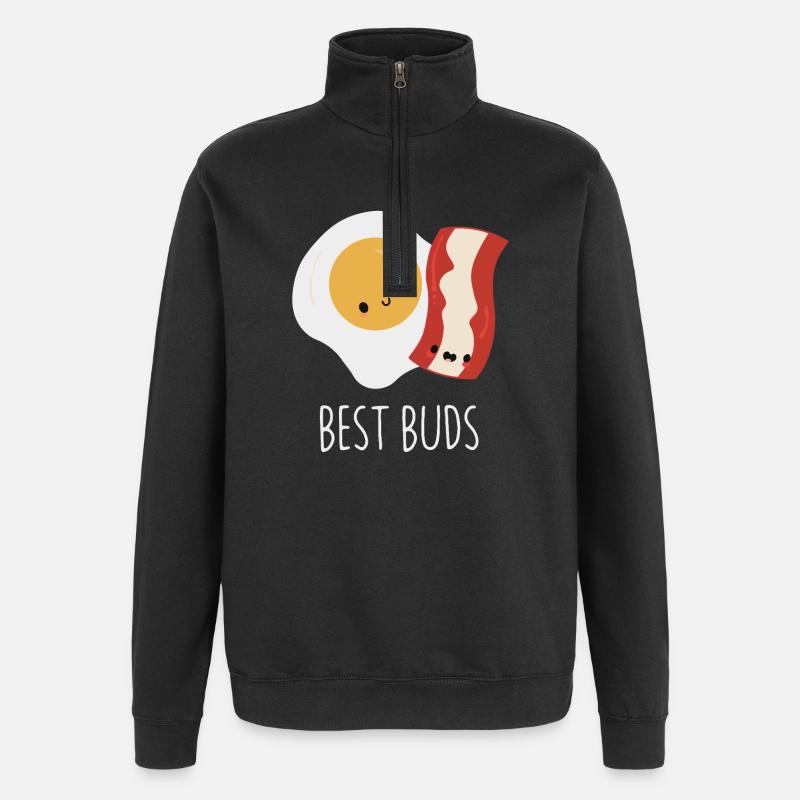 Best Buds : œuf et bacon - Sweat à zip 1/4 - noir
