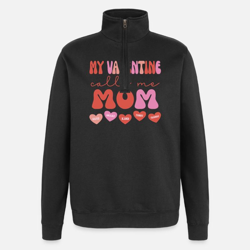 Ma Valentine m’appelle maman - Sweat à zip 1/4 - noir