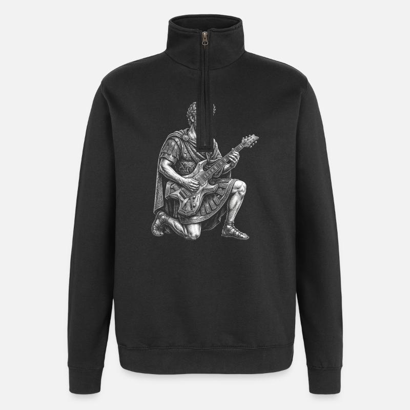 Marcus Aurelius spielt Gitarre - Quarter-Zip-Sweatshirt - Schwarz