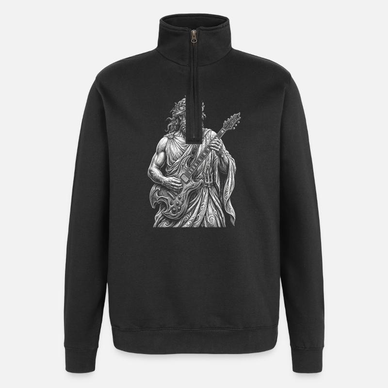 Poseidon spielt Gitarre - Quarter-Zip-Sweatshirt - Schwarz