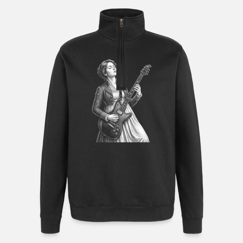 Jane Austen joue de la guitare - Sweat à zip 1/4 - noir