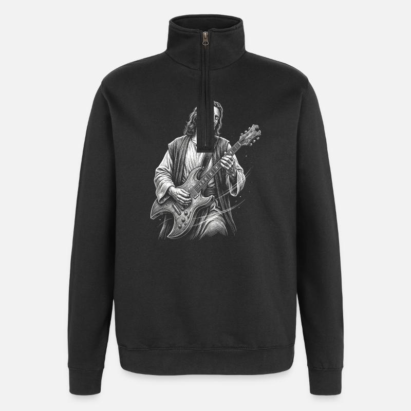 Jésus-Christ joue de la guitare - Sweat à zip 1/4 - noir