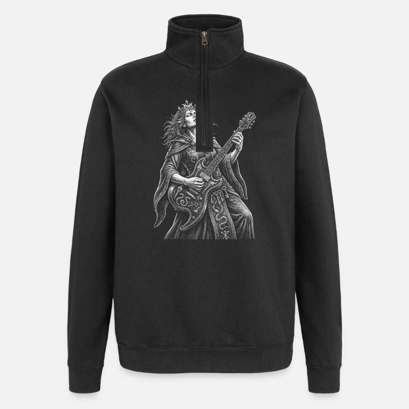 Hecate plays guitar - Quarter-Zip Sweatshirt - black