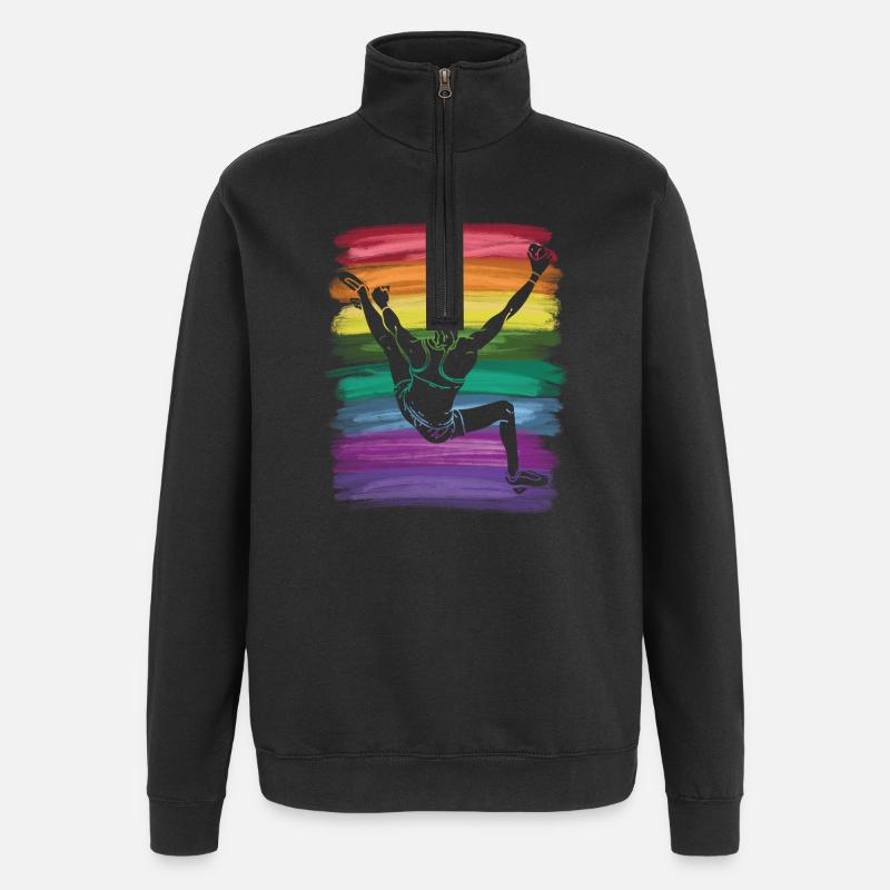 Boulderer Boulder Bouldern - Quarter-Zip-Sweatshirt - Schwarz