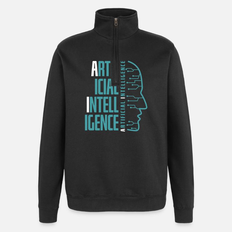 Artificial Intelligence Circuit Face Design - Quarter-Zip-Sweatshirt - Schwarz