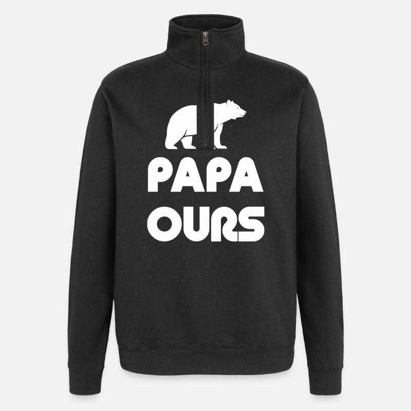 Papa Ours Silhouette - Quarter-Zip-Sweatshirt - Schwarz