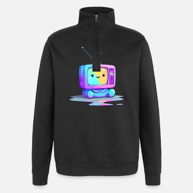 Regenbogen TV Kuscheltier - Quarter-Zip-Sweatshirt - Schwarz