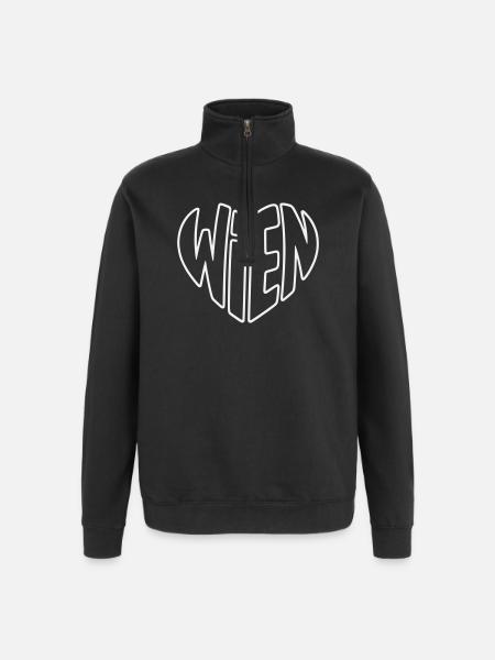 Vienna Outline Heart Lettering Design - Quarter-Zip Sweatshirt - black
