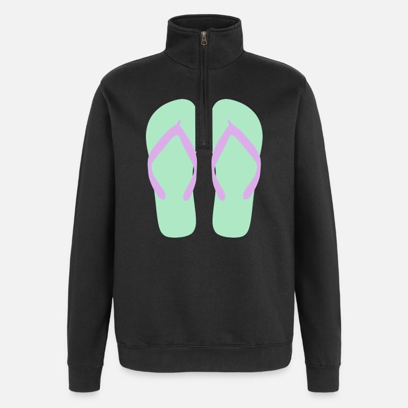 Mint Flip Flops Lavender Straps - Quarter-Zip Sweatshirt - black