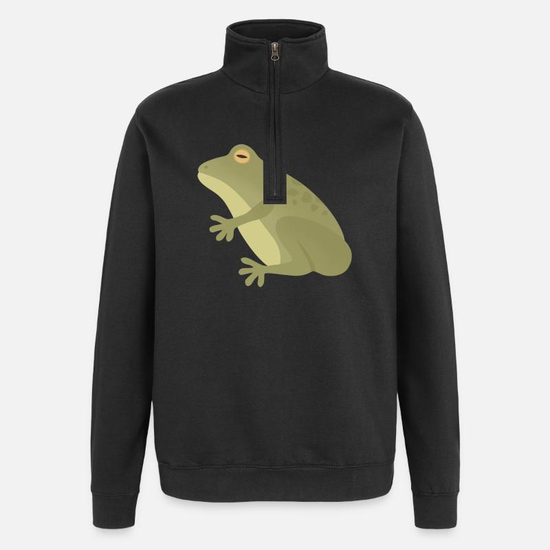 Emerald Frog Silhouette on Earthy Tones - Quarter-Zip Sweatshirt - black