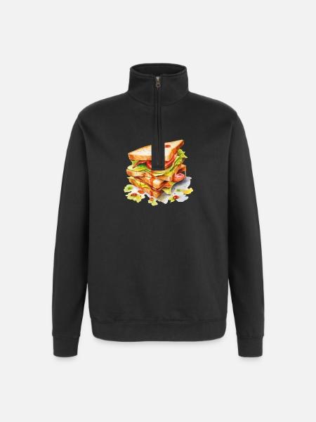 Triple toast sandwich motif - Quarter-Zip Sweatshirt - black