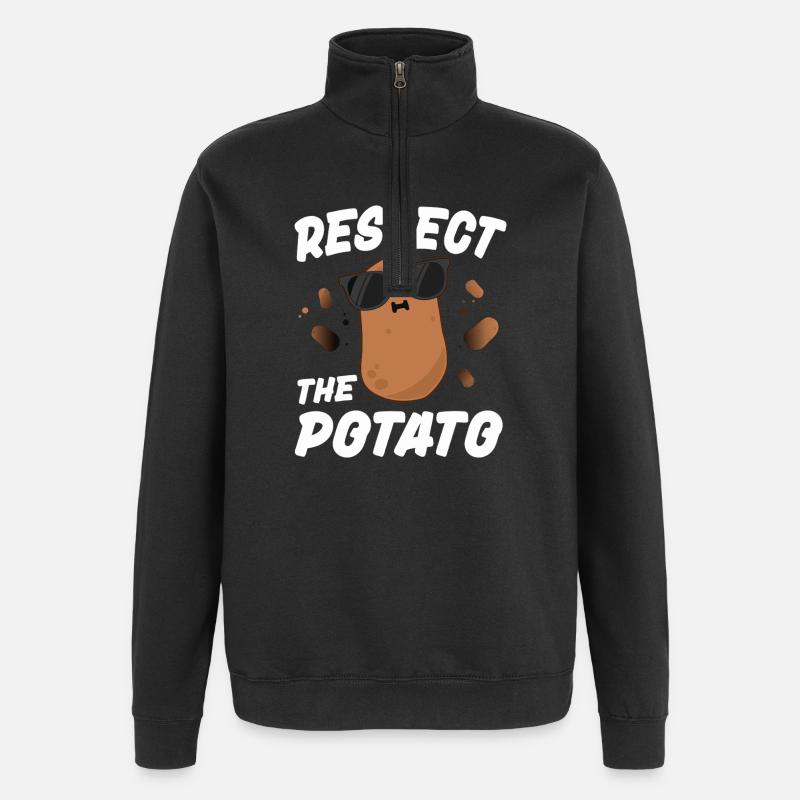 Respect the Potato - Quarter-Zip Sweatshirt - black