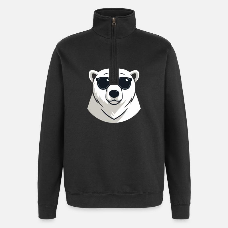 Eisbär mit dunkler Brille - Quarter-Zip-Sweatshirt - Schwarz