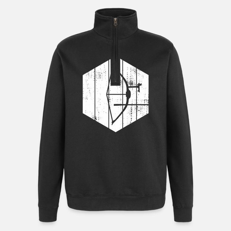 Bogen und Pfeil Skizze - Quarter-Zip-Sweatshirt - Schwarz