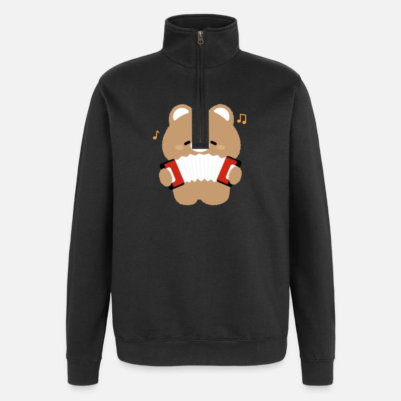 Bear Accordion - Quarter-Zip Sweatshirt - black