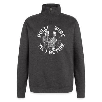 Skelett Technik Drahtwerk Elektriker Pullin Wire - Quarter-Zip-Sweatshirt - Anthrazit - Vorne - AI Model Female 172 light (172cm) & AI Model Male 178 dark (178cm)