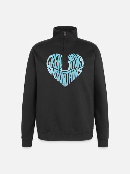 Great Smoky Mountains Herz - Quarter-Zip-Sweatshirt - Schwarz