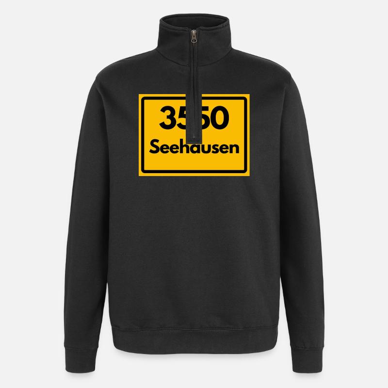 OLD POSTCODE POSTCODE 3550 SEEHAUSEN HEIMATSTOLZ - Quarter-Zip Sweatshirt - black