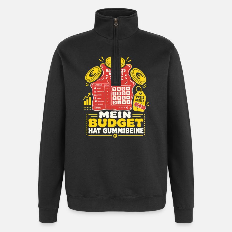 Mein Budget Hat Gummibeine - Quarter-Zip-Sweatshirt - Schwarz
