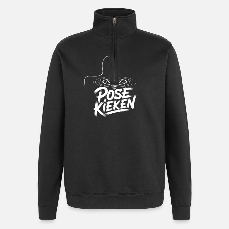 Fischen Pose Humor - Quarter-Zip-Sweatshirt - Schwarz