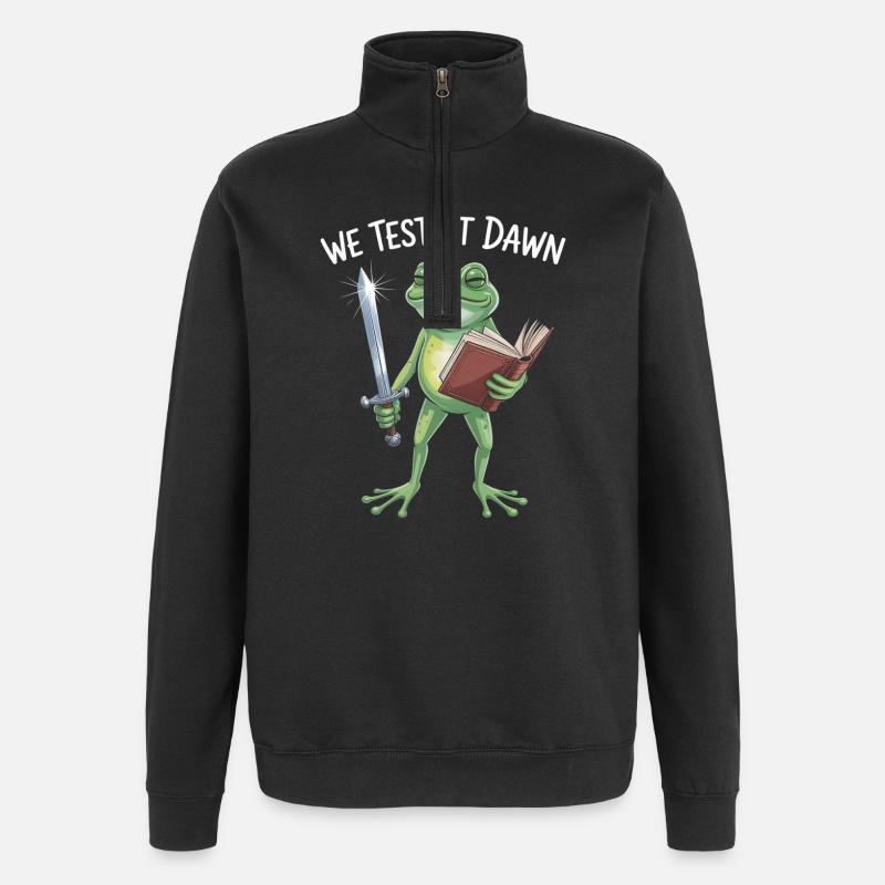 Morgenröte-Froschritter - Quarter-Zip-Sweatshirt - Schwarz