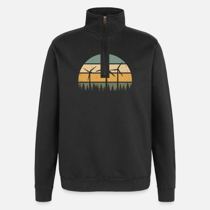 Windkraft Windrad Windenergie Windräder - Quarter-Zip-Sweatshirt - Schwarz