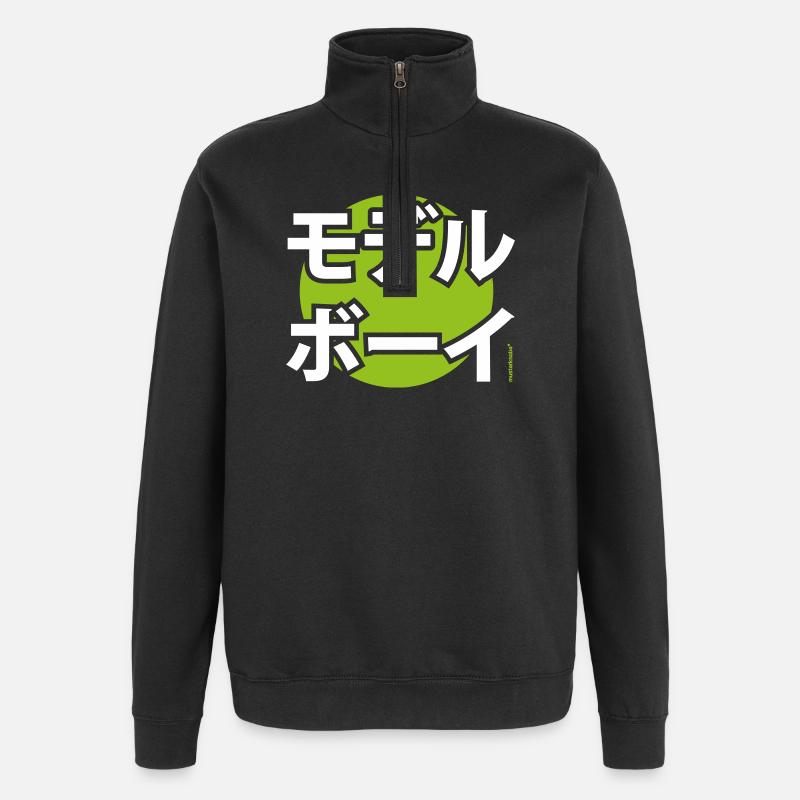 Musterknabe Katakana - Sweat à zip 1/4 - noir