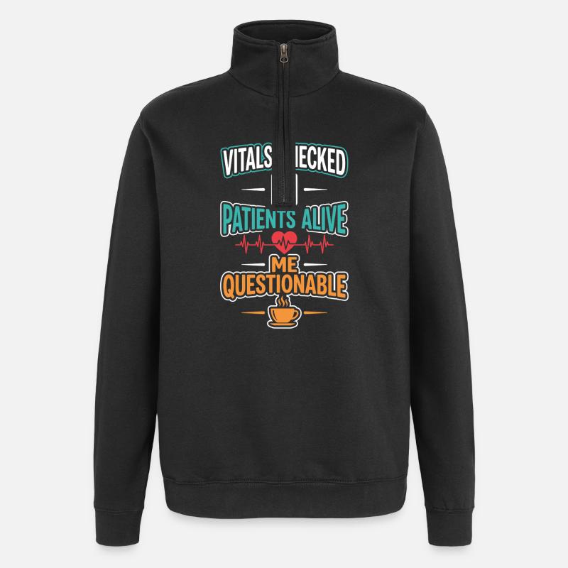 Infirmière de nuit, fatiguée - Sweat à zip 1/4 - noir